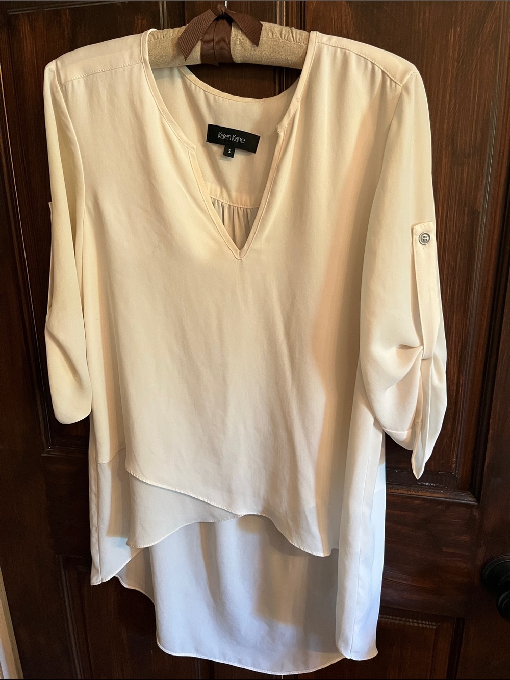 Karen Kane Ivory Asymmetric V-Neck Tunic